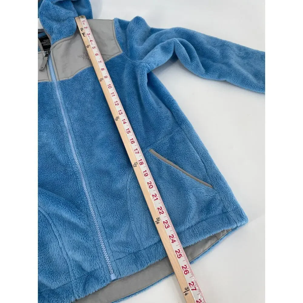 The North Face Girls Jacket XL Blue Gray Fleece Hooded Pockets Full Zip Logo